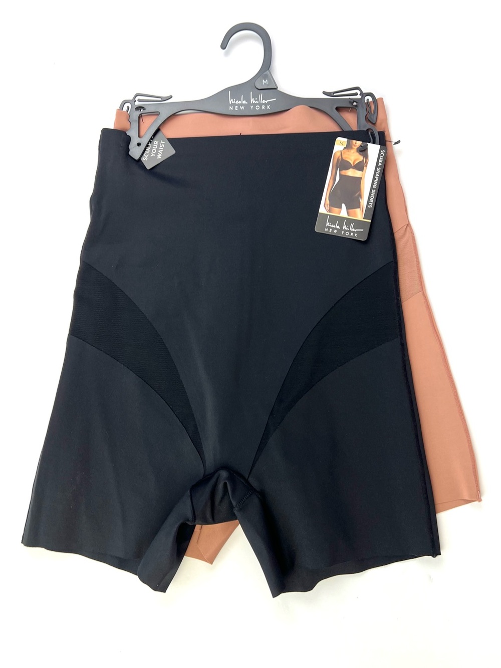 Sz M Nicole Miller New York 2 Scuba Shaping Shorts Hi Waist Control Power Mesh